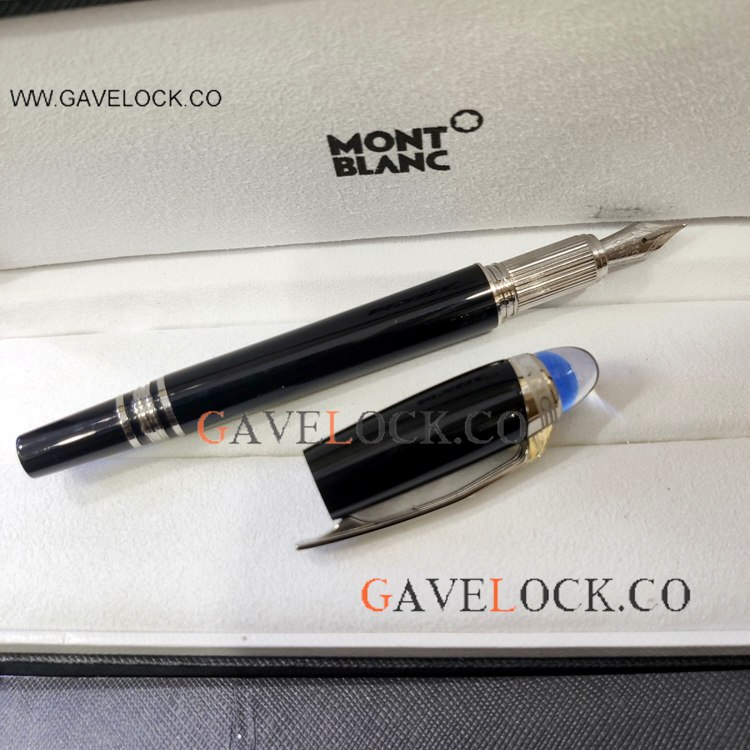 Copy Montblanc Starwalker Blue Planet Fountain Black Precious Resin
